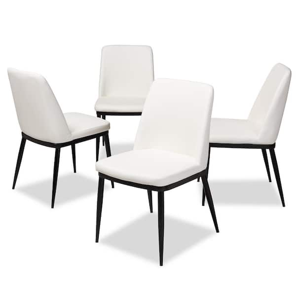 Baxton Studio Darcell White Faux Leather Upholstered Dining Chair (Set of 4)