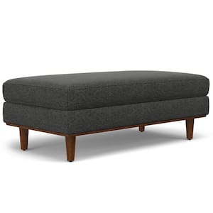 Morrison 49 inch Wide Mid-Century Modern Mid Century Large Rectangular Ottoman in Charcoal Grey Woven-Blend Fabric