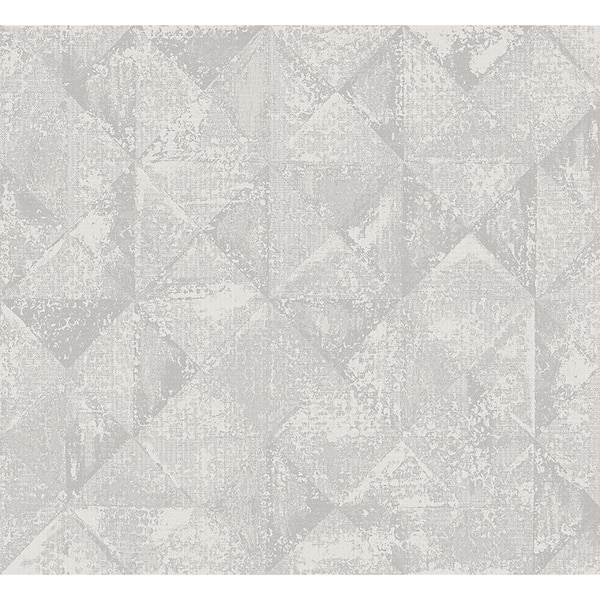 A-Street Prints White Demir Grey Distressed Geometric Wallpaper Sample