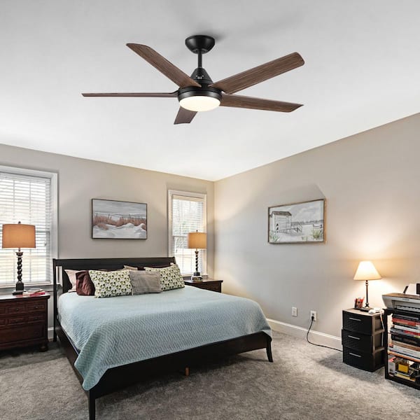 SkyView 48 in. Indoor/Outdoor Brown Wood Ceiling Fan with LED Light Bulbs and Remote Control