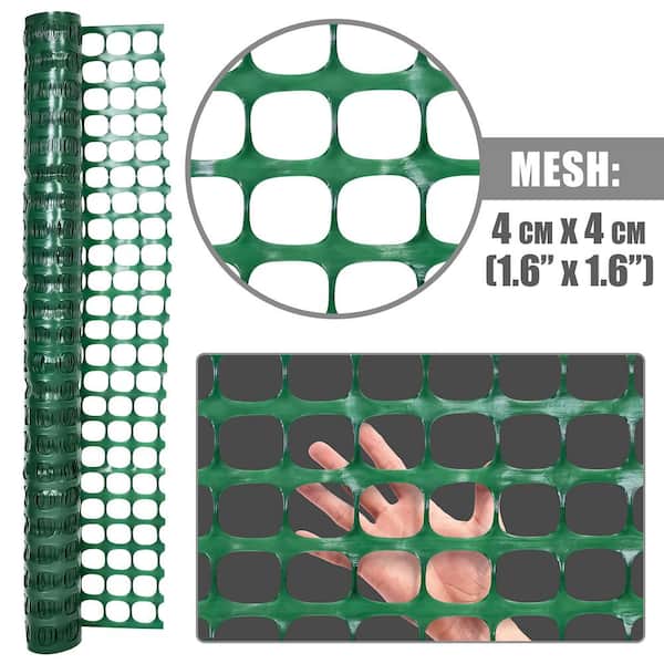 ROMODEN Safety Fence Roll, 4 x 100 FT Green Plastic Mesh Fence Construction  Barrier Netting Temporary for Construction Animal Garden Fencing Snow  Poultry Chicke…