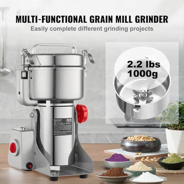 1000g Electric Grain Mill Grinder, 3000-Watt High-Speed Spice Grinder, Stainless Steel Pulverizer