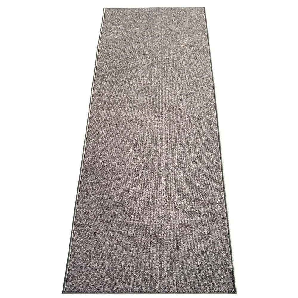 PLAYA RUG Solid Dark Gray 26 in. W x 14 ft. L Runner Rug/Stair Runner ...