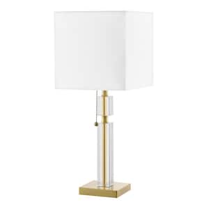 Fernanda 19 in. Aged Brass Table Lamp with White Fabric Shade
