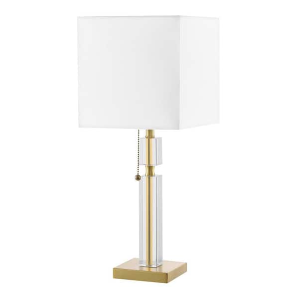 Dainolite Fernanda 19 in. Aged Brass Table Lamp with White Fabric Shade