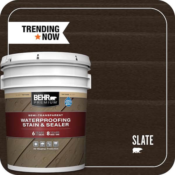 5 gal. #ST-102 Slate Semi-Transparent Waterproofing Exterior Wood Stain and Sealer
