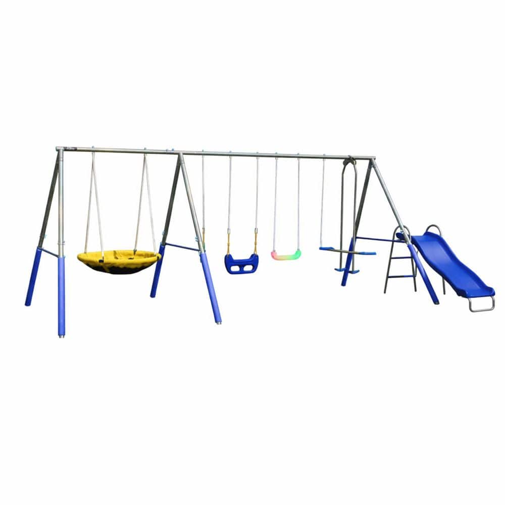 SPORTSPOWER Malibu Metal Swing Set with Blow Molded Swing