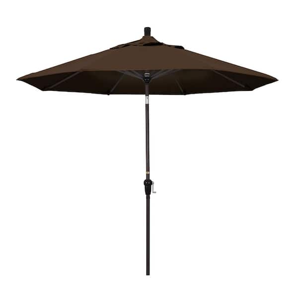 California Umbrella 9 ft. Aluminum Market Auto Tilt Bronze Patio Umbrella in Mocha Pacifica