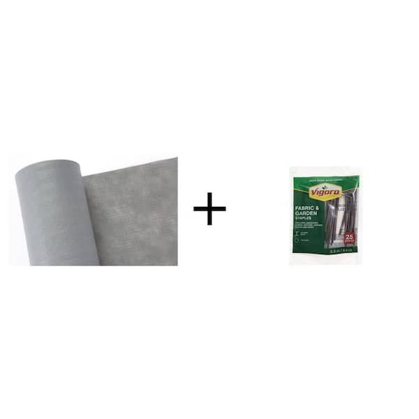 4 ft. x 50 ft. Heavy Duty Landscape Fabric with 3.5 in. Garden Staples (25-Pack) Combo