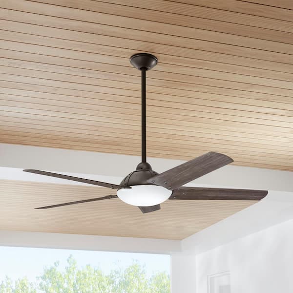 Draper 54 in. LED Outdoor Natural Iron Ceiling Fan with Remote Control