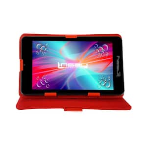 7 in. Tablet with Red Case 64GB Storage Android 13