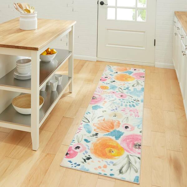 Modern Floral Area Rugs 3x5 Faux Wool Multicolor Watercolor