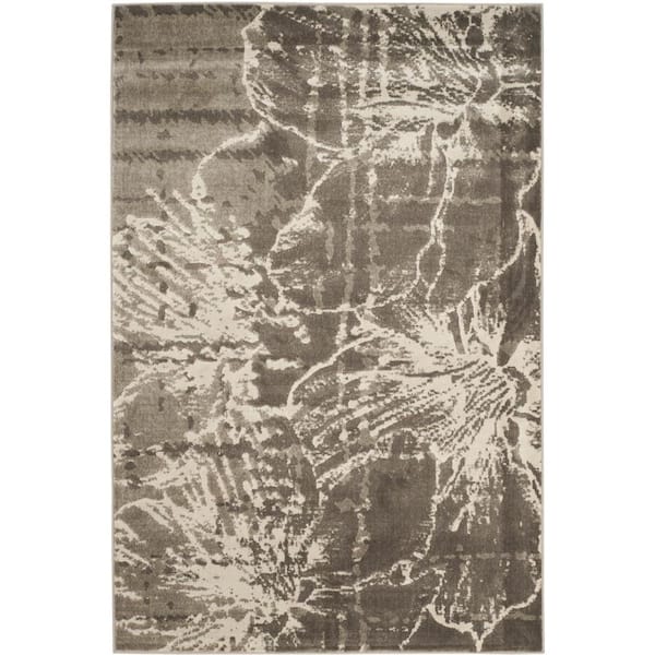 SAFAVIEH Porcello Grey/Dark Grey 3 ft. x 5 ft. Floral Area Rug