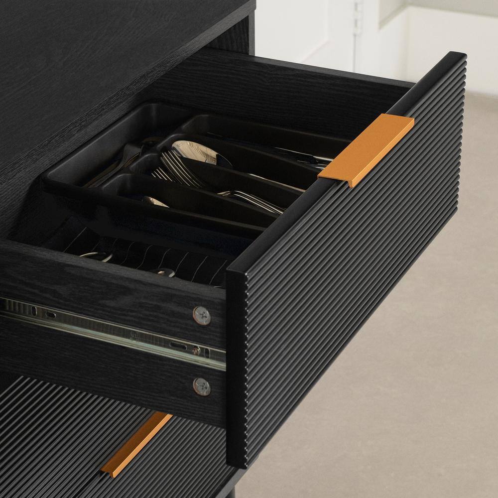 Arlo Black and Gold Mid-Century Modern Sideboard