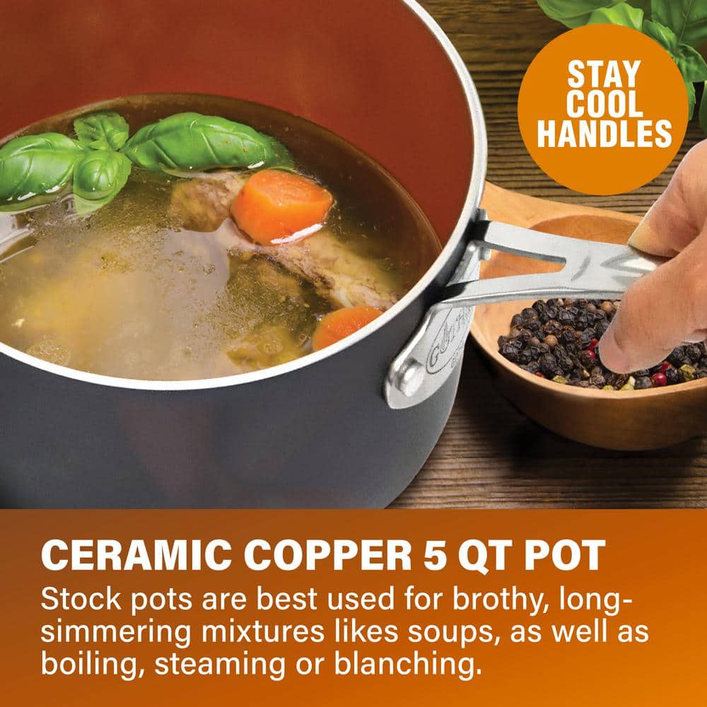 5-Piece Nonstick Aluminum Cookware Set with Copper Finish