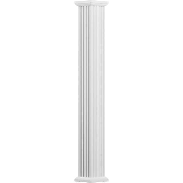 AFCO 8' x 5-1/2" Endura-Aluminum Column, Fluted Square Shaft (Load-Bearing 23,000 LBS), Non-Tapered, Primed