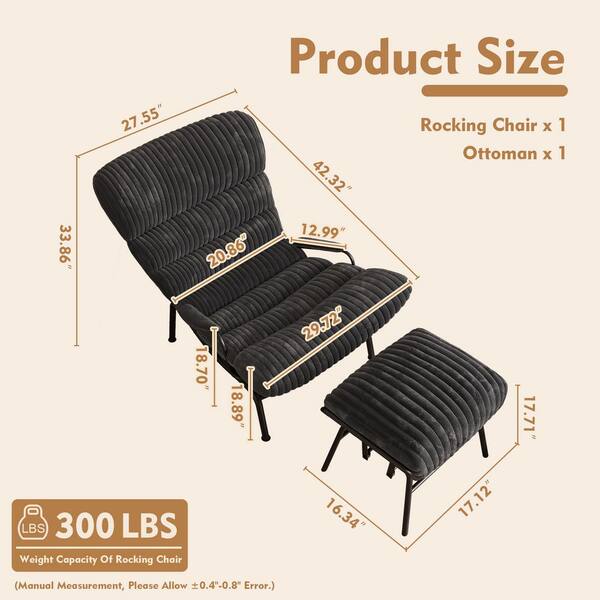 Allwex Oren Gray Plush Corduroy Modern Lazy Armchair Allwex Oren Gray Plush Corduroy Modern Lazy Armchair