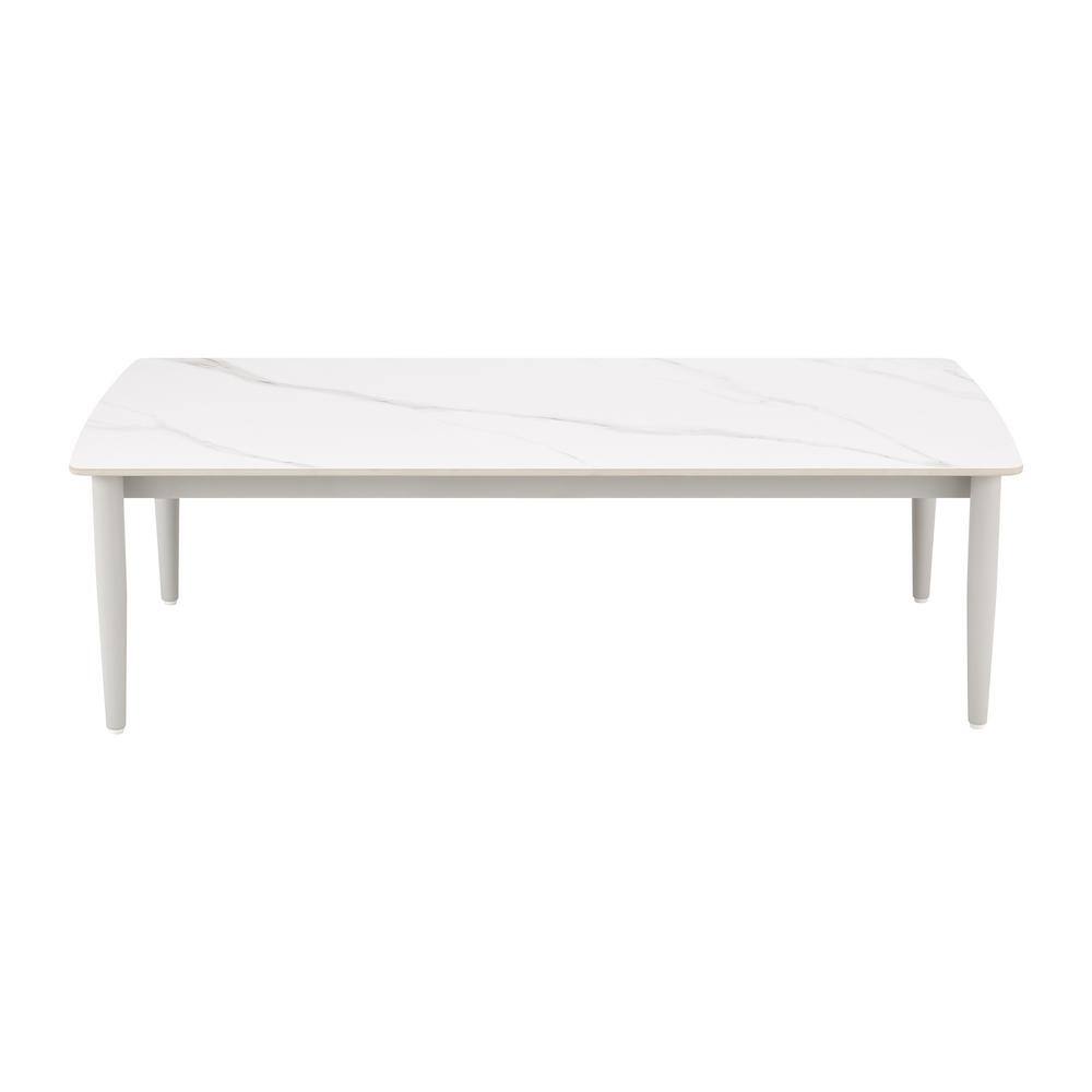 Rhodes 24" x 47.5" Light Gray Aluminum Outdoor Coffee Table