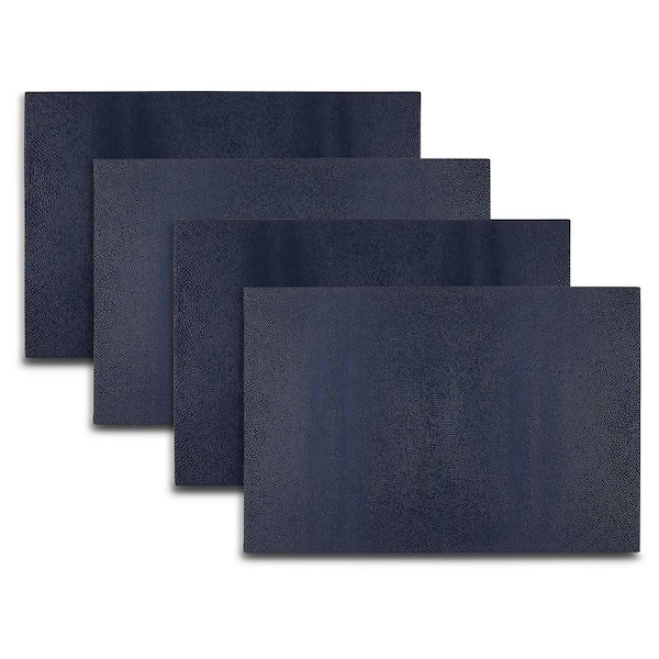 Lucerne 18 in" x 12 in" Navy Reversible Vegan Leather Wipe Clean Placemat Set of 4