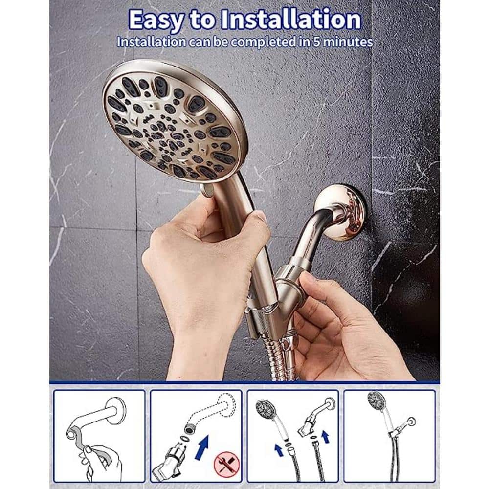 Brushed Nickel 7-Spray Handheld Shower Head with 59" Hose