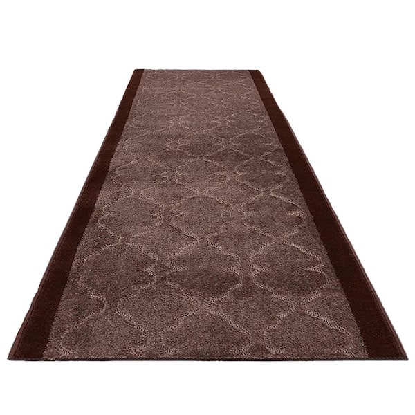 Unbranded Trellis Euro Brown 31 in. x 10 ft. Your Choice Length Stair Runner