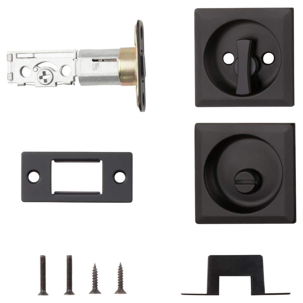 Iron Black Square Privacy Pocket Door Lock