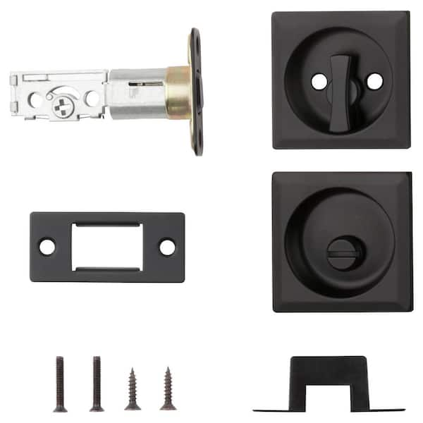 Kwikset Matte Black Square Hall/Closet Pocket Door Lock