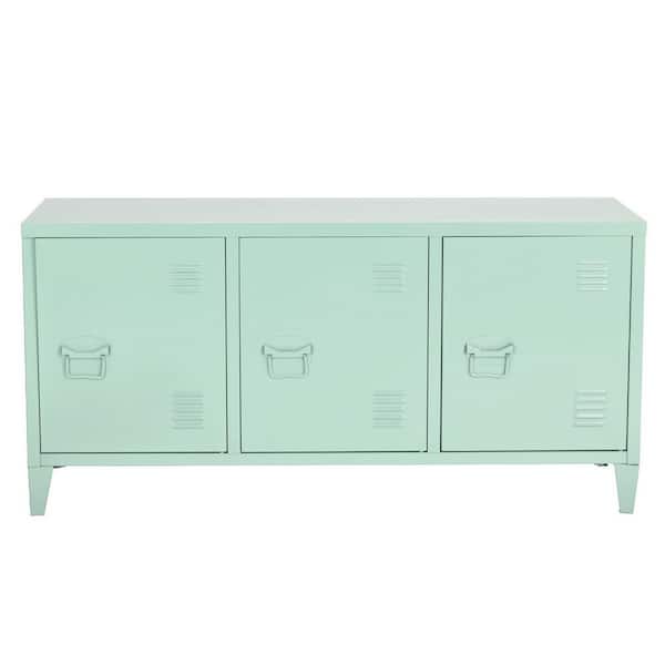 Homy Casa Matapouri 3-Doors Green Metal Accent Cabinet TV Stand With Storage