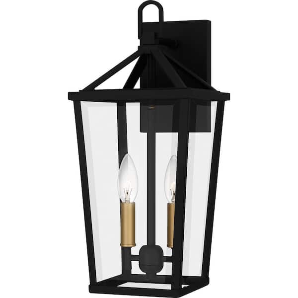 Quoizel Hull 17.5 in. Matte Black Hardwired Outdoor Wall Lantern Sconce