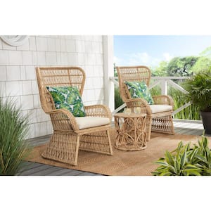 Coco Breeze 3-Piece Brown Wicker Outdoor Seating Set with Beige Cushions