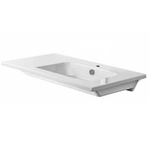 Etra Ceramic Wall Mounted Bathroom Sink in White