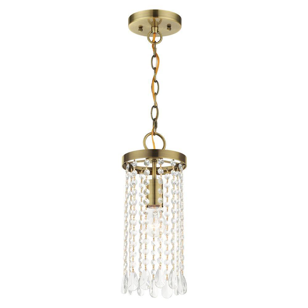 Antique Brass Mini Pendant with Crystal Frills