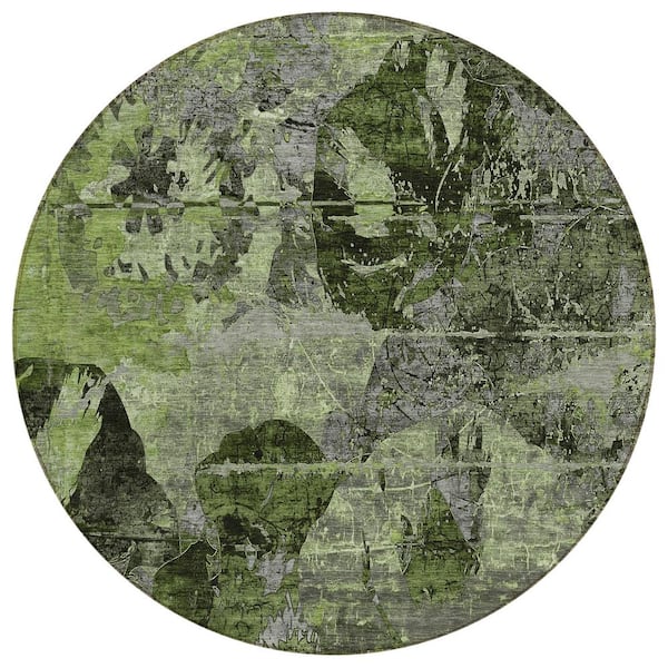 Addison Rugs Chantille ACN555 Green 8 ft. x 8 ft. Round Machine Washable Indoor/Outdoor Geometric Area Rug