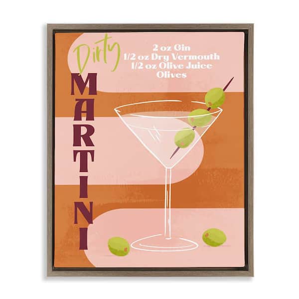Stupell Industries Retro Dirty Martini Recipe by Deane Beesley Brown Floater Frame Food Graphic Art Print 21 in. x 17 in.