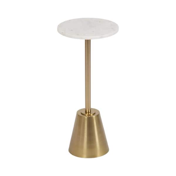 Kate and Laurel Tira 10.00 in. Gold Round Natural Stone End Table