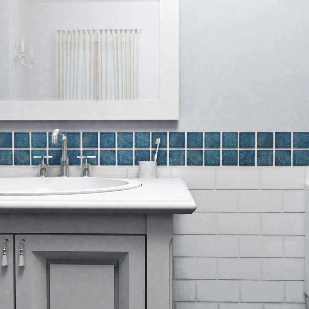 Coral Blue 12x12 Porcelain Mosaic Tile with Glossy Finish