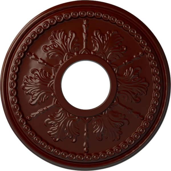 Ekena Millwork 1-1/4" x 13-7/8" x 13-7/8" Polyurethane Tirana Ceiling Medallion, Brushed Mahogany
