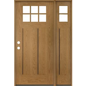 PINNACLE Craftsman 50 in. x 80 in. 6-Lite Right-Hand/Inswing Clear Glass Bourbon Stain Fiberglass Prehung Front Door/RSL
