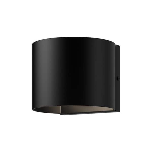 Rene 6 in. 1-Light 11-Watt Black Integrated LED Exterior Wall Sconce