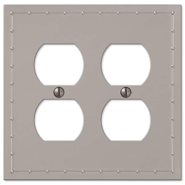 AMERELLE Rosa 2 Gang Duplex Metal Wall Plate - Satin Nickel