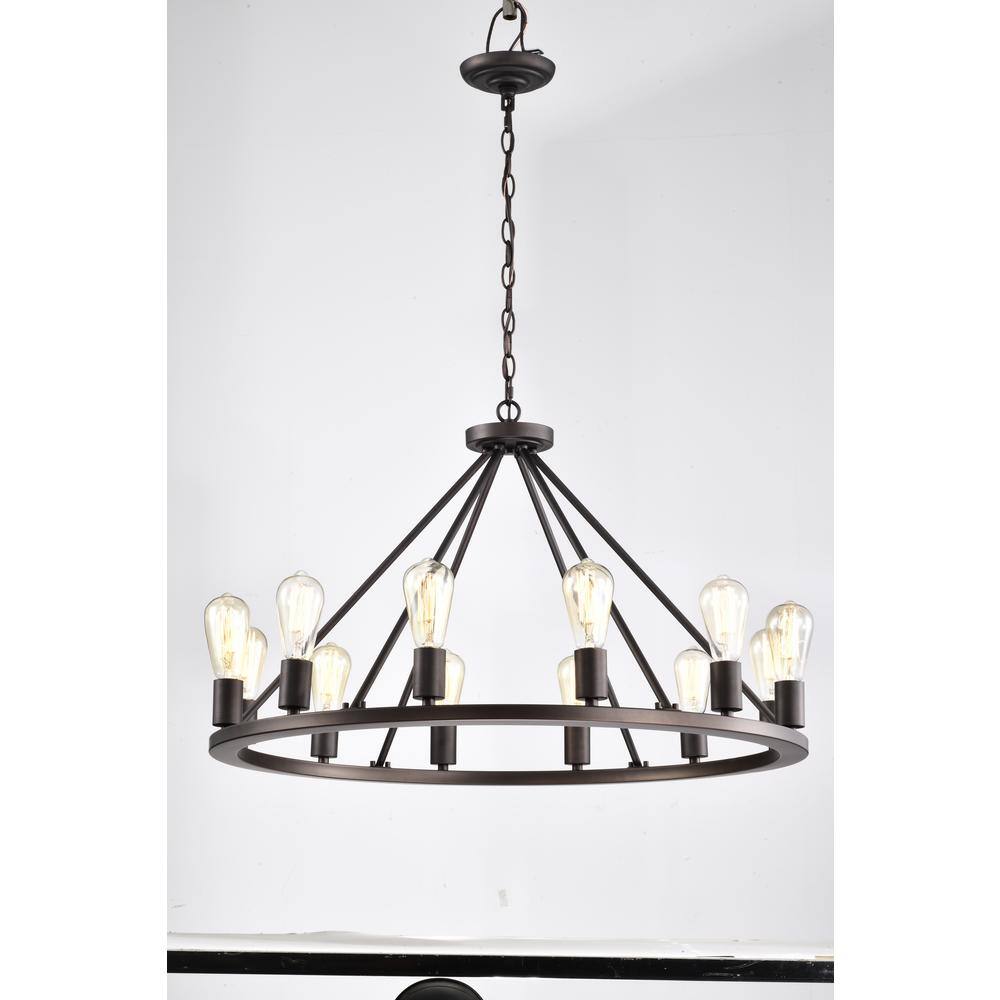 Indoor 12Light Oil Rubbed Bronze Metal Chandelier Uplight without