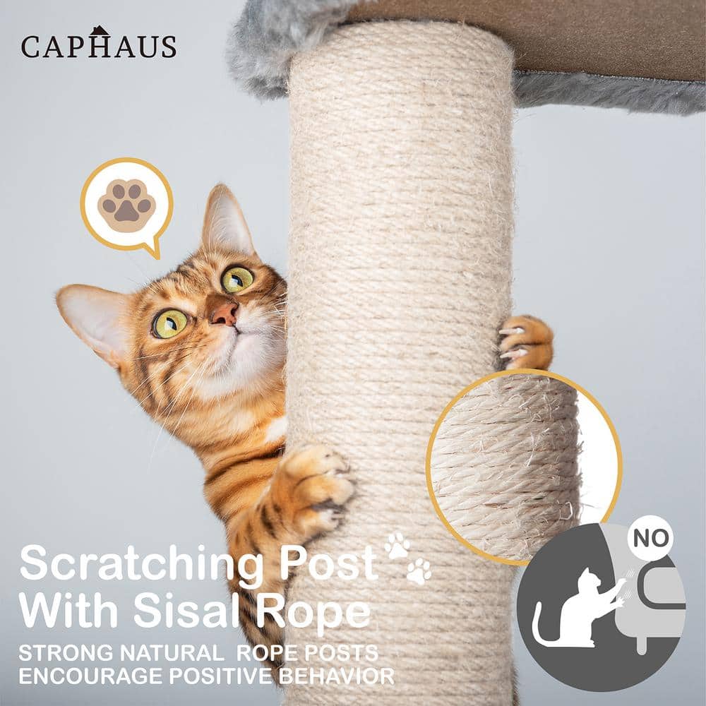 58-Inch Light Grey Multi-Level Cat Activity Tree with Sisal Posts