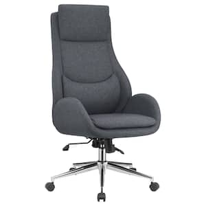 Cruz Faux Leather Upholstered Padded Seat Office Chair in Gray and Chrome with Arms