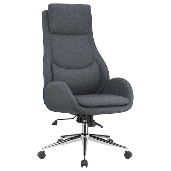 Coaster Cruz Faux Leather Upholstered Padded Seat Office Chair in Gray and Chrome with Arms