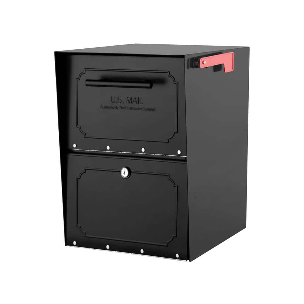 Extra Large Black Steel Locking Post Mount Mailbox
