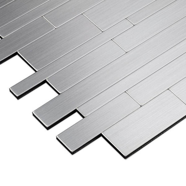 SpeedTiles California Silver Stainless Steel 11.3 in. x 11.3 in. x 5mm Metal Peel and Stick Wall Mosaic Tile (5.32 sq.ft./case)