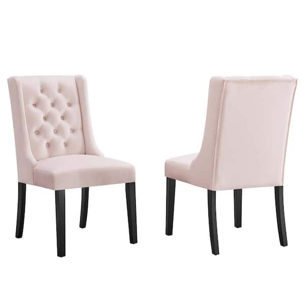MODWAY Baronet Pink Performance Velvet Tufted Dining Side Chairs (Set of 2)