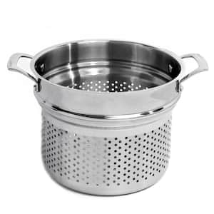 Professional 9.5 in. 18/10 Stainless Steel Tri-Ply Pasta Strainer Insert, 2qt