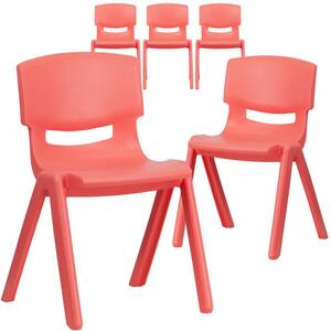 Red Plastic Stack Chairs (Set of 5)