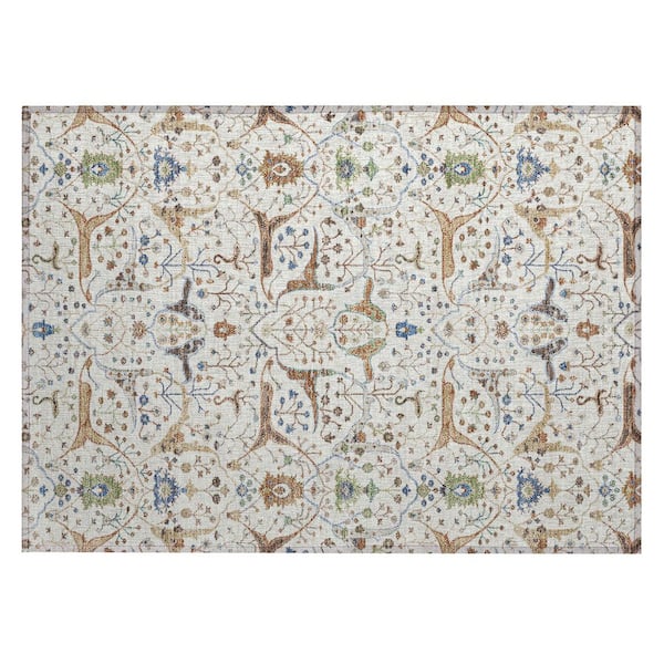 Chantille Machine Washable Indoor/Outdoor Abstract ACN2250 Ivory 1 ft. 8 in. x 2 ft. 6 in. Accent Rug